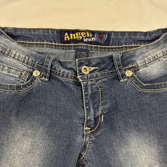 Y2K Denim Blue Jean Capris Low Rise Cuffed Angels Size 7-8 28" Waist - Picture 2 of 8